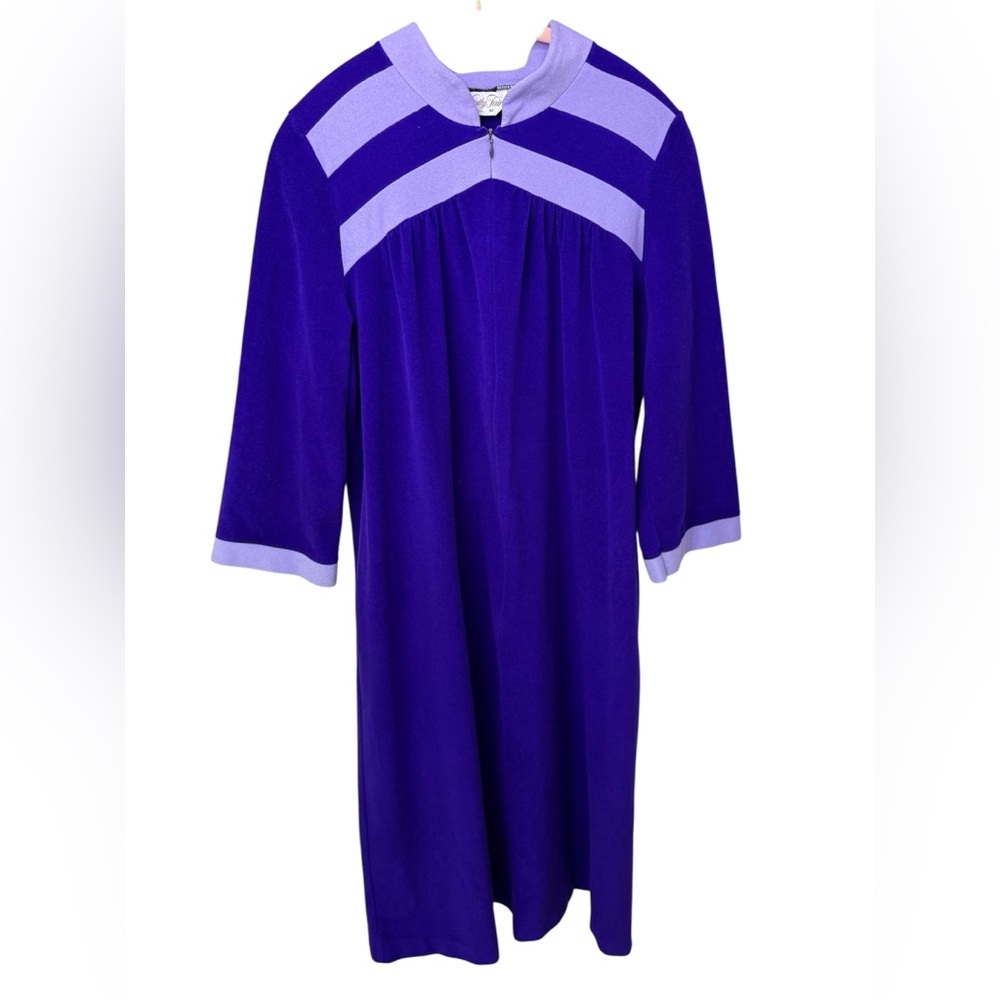 Vintage Vanity Fair Purple House Dress Zip-Up Robe – Thick Cozy Fabric, Size M